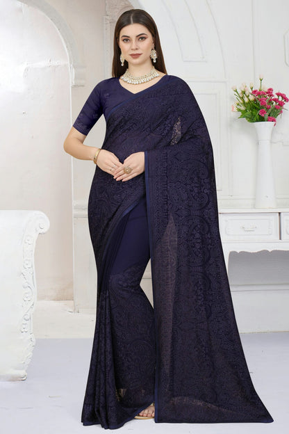 Navy Blue Colour Georgette Saree