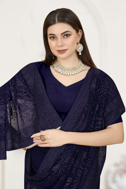 Navy Blue Colour Georgette Saree