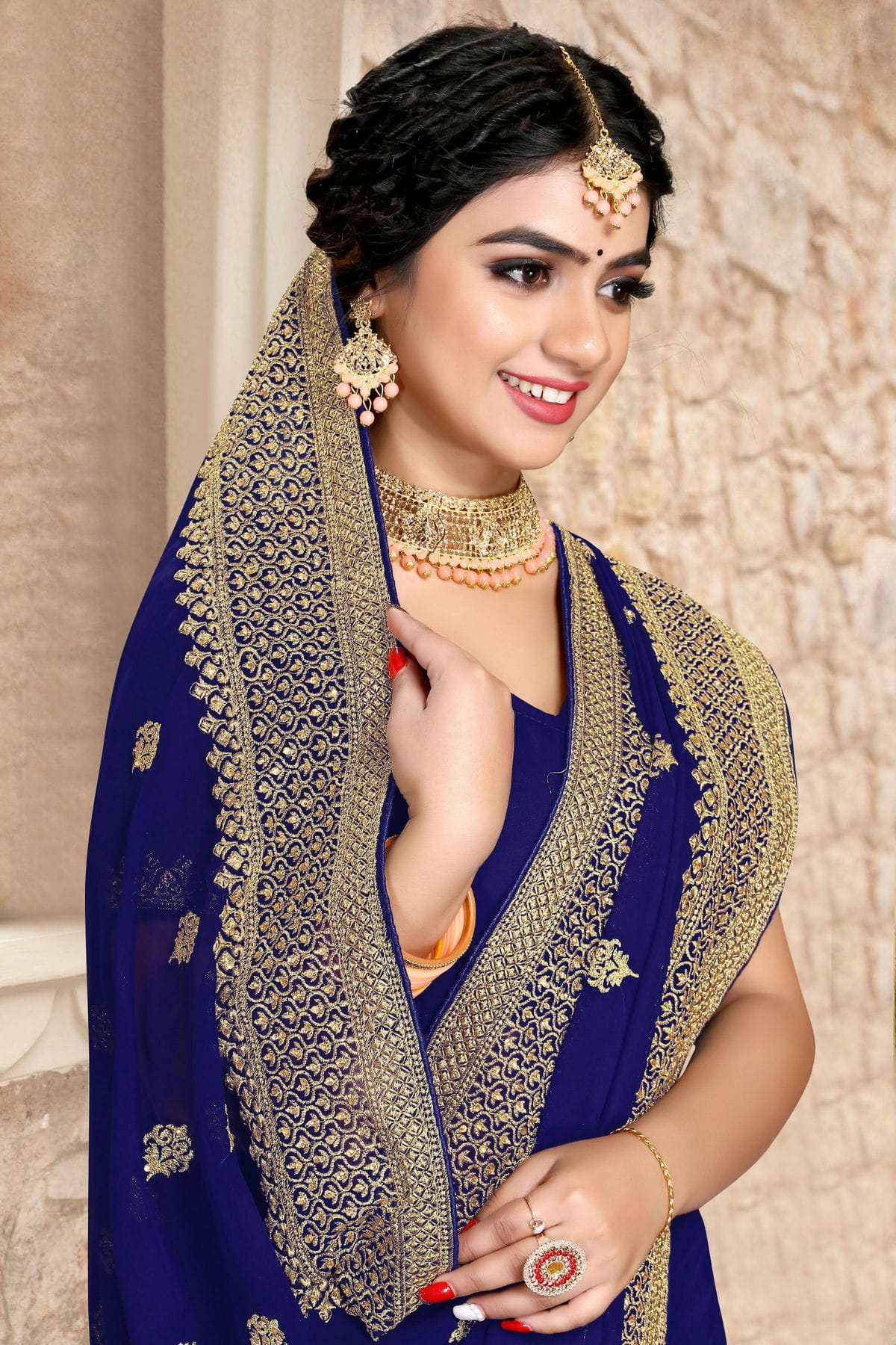 Navy Blue Colour Georgette Saree