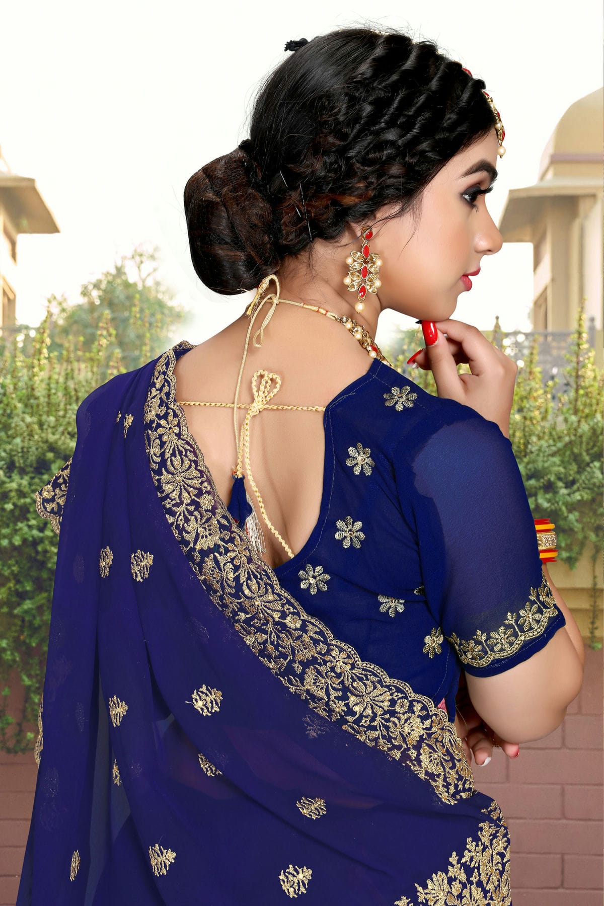 Navy Blue Colour Georgette Saree