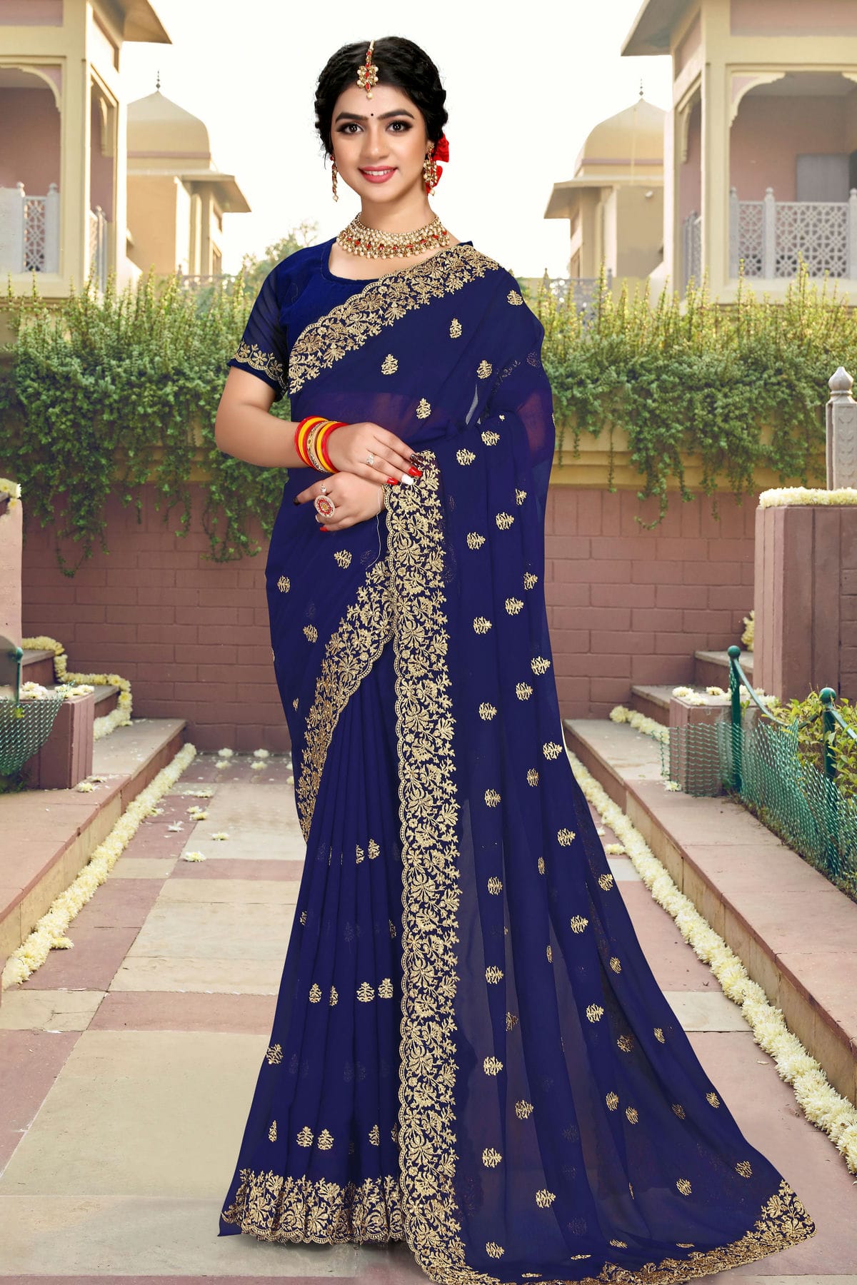 Navy Blue Colour Georgette Saree