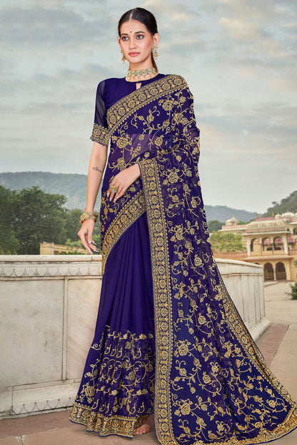 Navy Blue Colour Georgette Saree