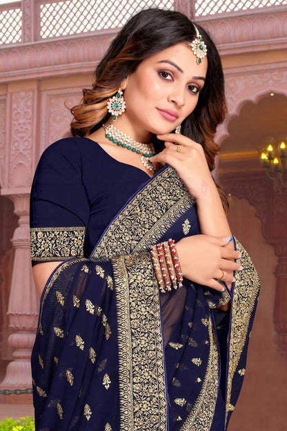 Navy Blue Colour Georgette Saree