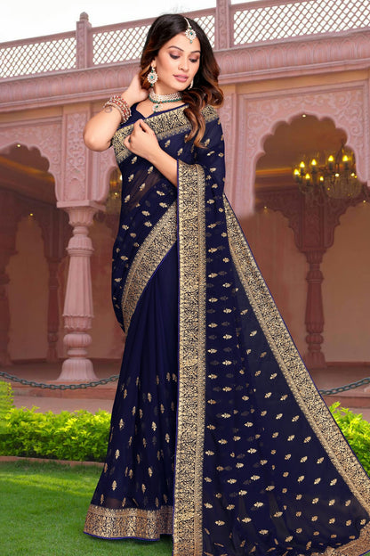 Navy Blue Colour Georgette Saree