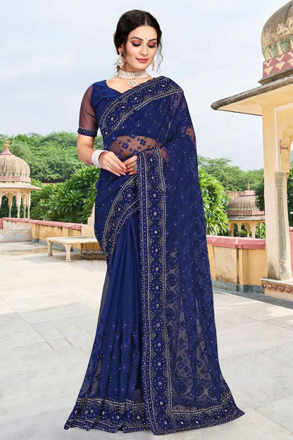 Navy Blue Colour Net Saree