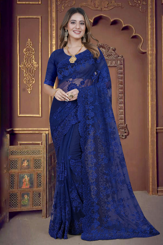 Navy Blue Colour Net Saree