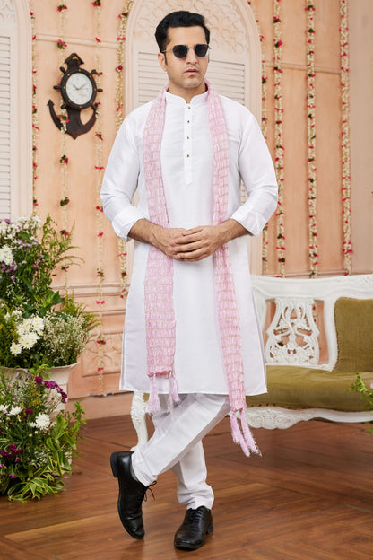 Off White Colour Art Silk Kurta Pajama With Stole