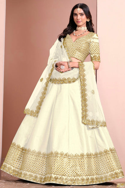 Off White Colour Art Silk Lehenga Choli VSLC1050693