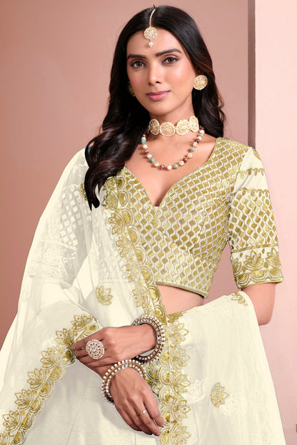 Off White Colour Art Silk Lehenga Choli VSLC1050693