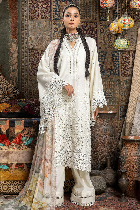 Off White Colour Cotton Semi Stitched Pakistani Suit