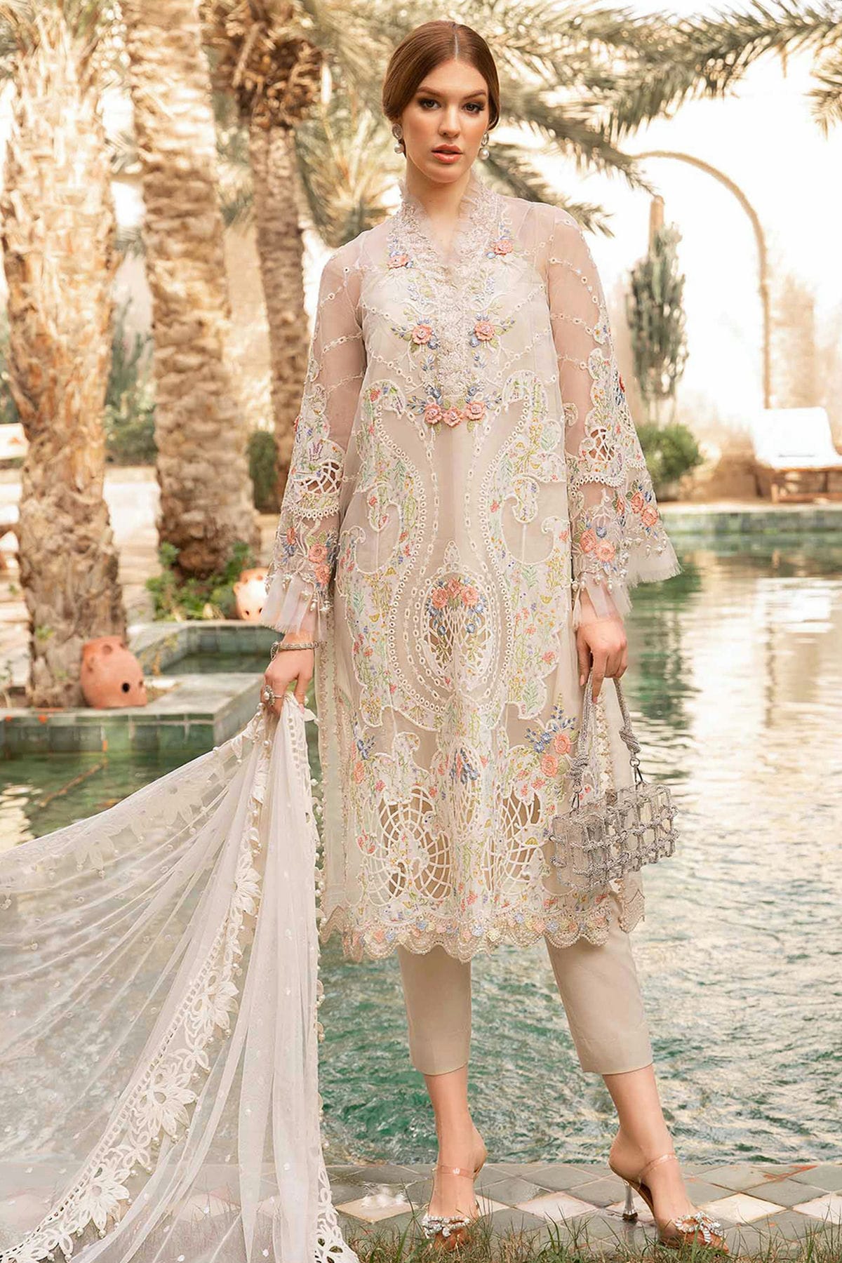 Off White Colour Cotton Semi Stitched Pakistani Suit