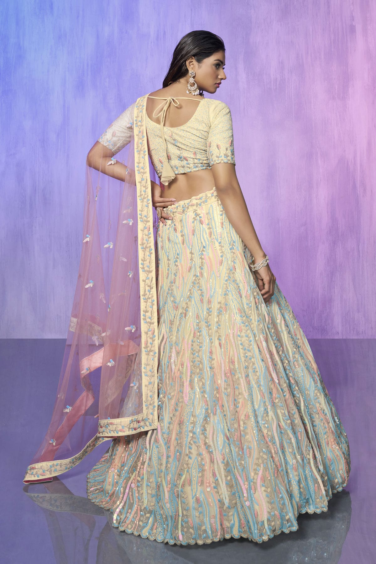 Off White Colour Embroidery Organza Lehenga Choli