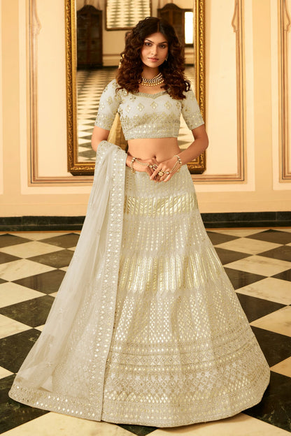 Off White Colour Embroidery Organza Lehenga Choli