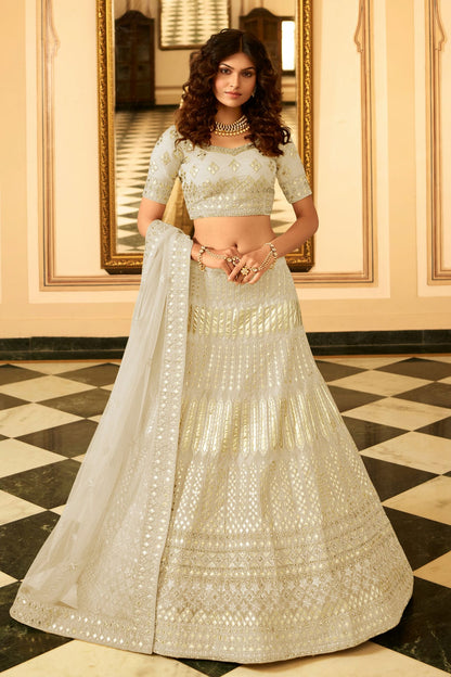 Off White Colour Embroidery Organza Lehenga Choli