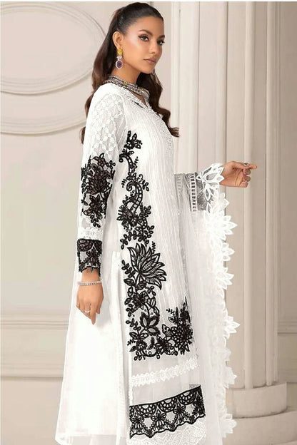 Off White Colour Faux Georgette Pakistani Suit