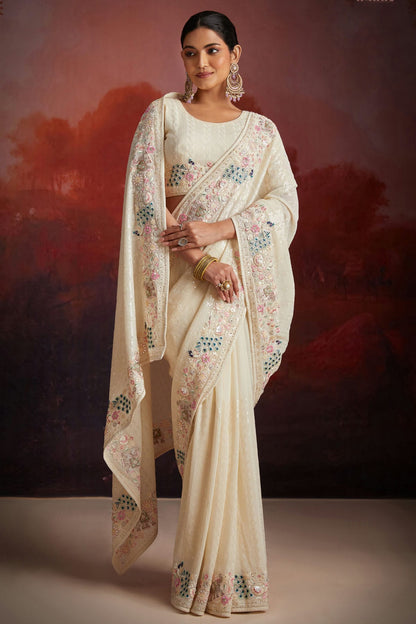 Off White Colour Georgette Designer Saree VSSD1080886