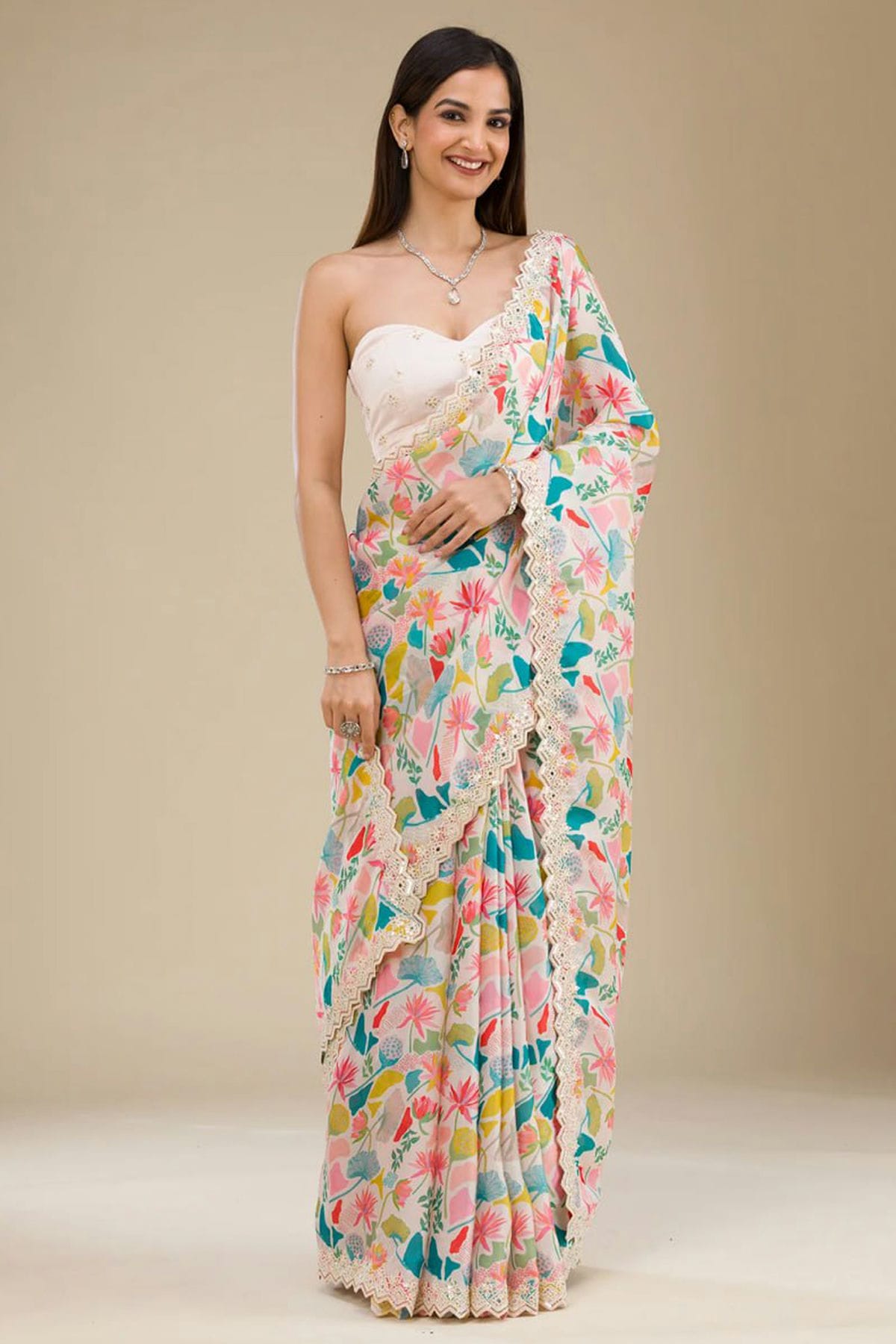 Off-White-Colour-Georgette-Printed-Saree-VSSD1112630