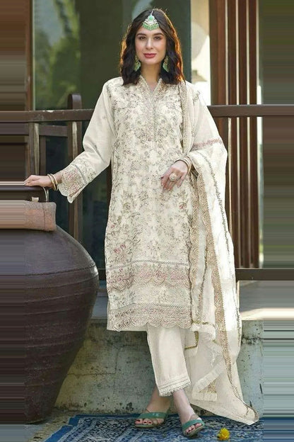 Off White Colour Organza Pakistani Suit