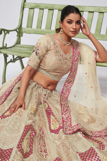 Off White Colour Organza Silk Lehenga Choli