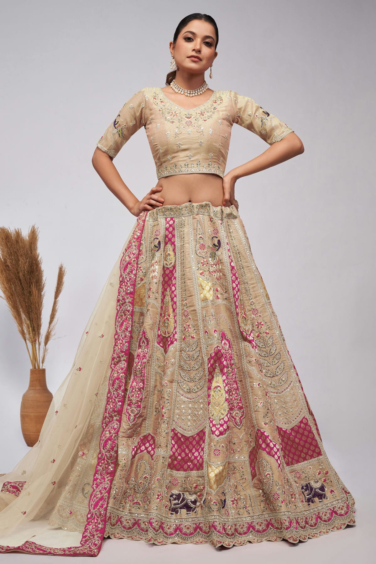 Off White Colour Organza Silk Lehenga Choli