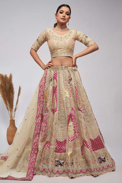 Off White Colour Organza Silk Lehenga Choli