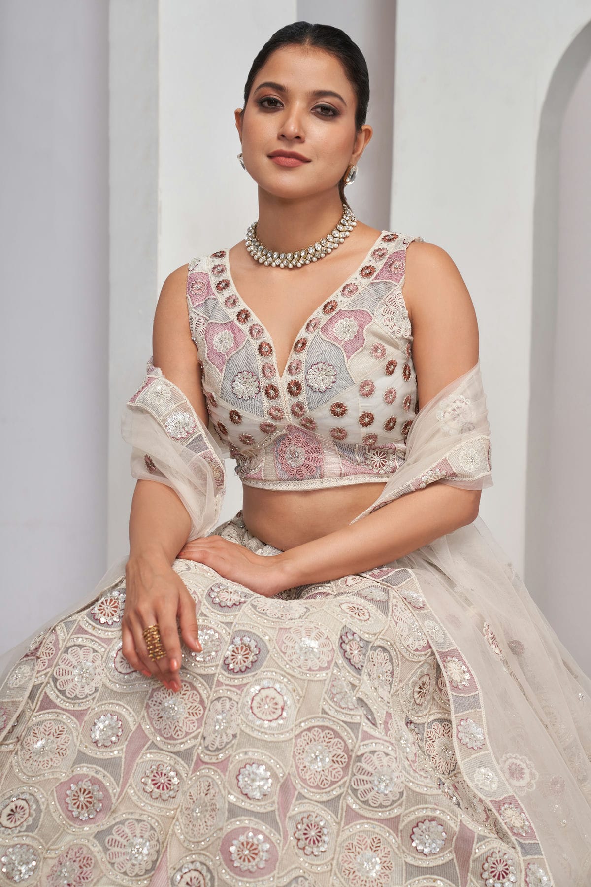 Off White Colour Soft Net Lehenga Choli