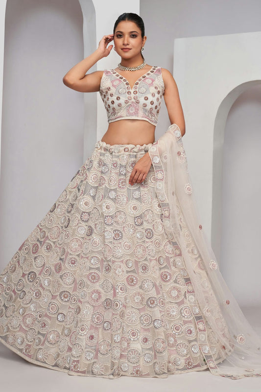 Off White Colour Soft Net Lehenga Choli