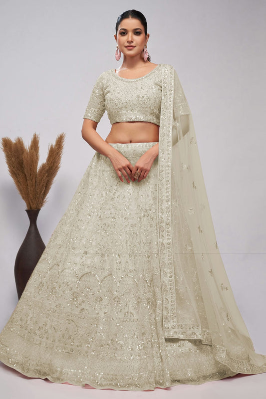 Off White Colour Soft Net Lehenga Choli