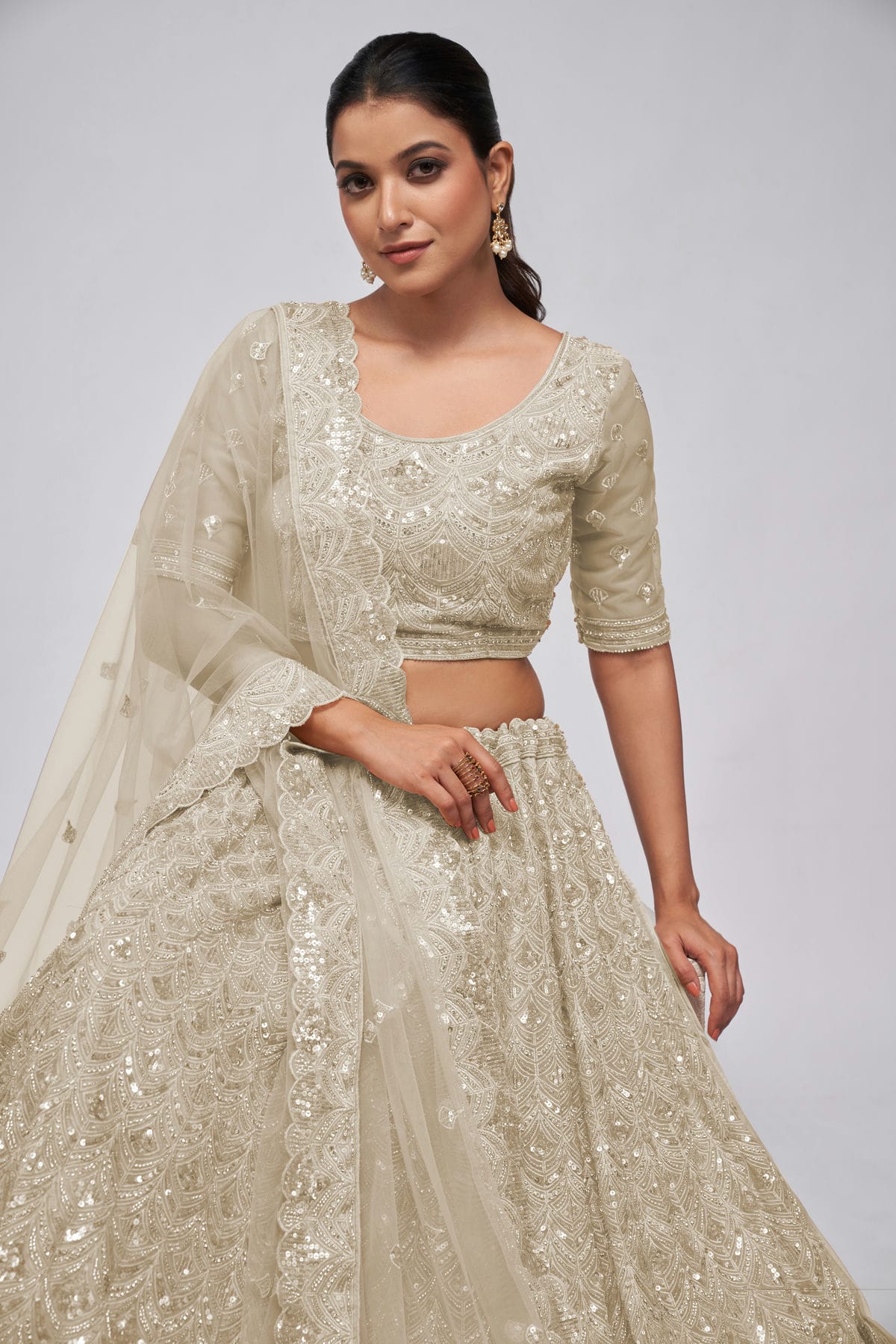 Off White Colour Soft Net Lehenga Choli