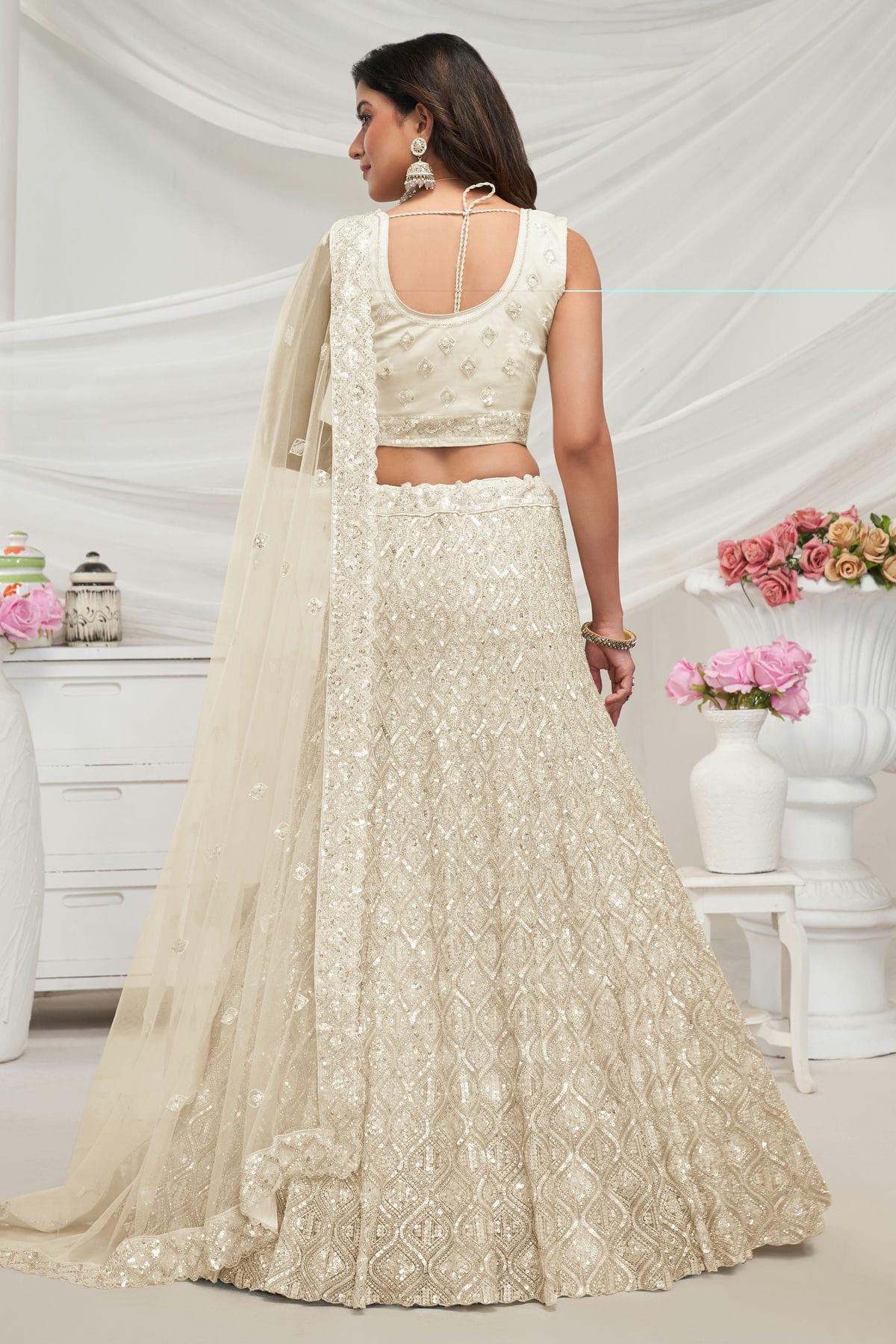 Off White Colour Soft Net Lehenga Choli