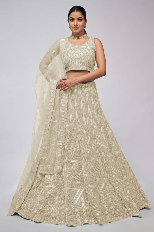 Off White Colour Soft Net Lehenga Choli