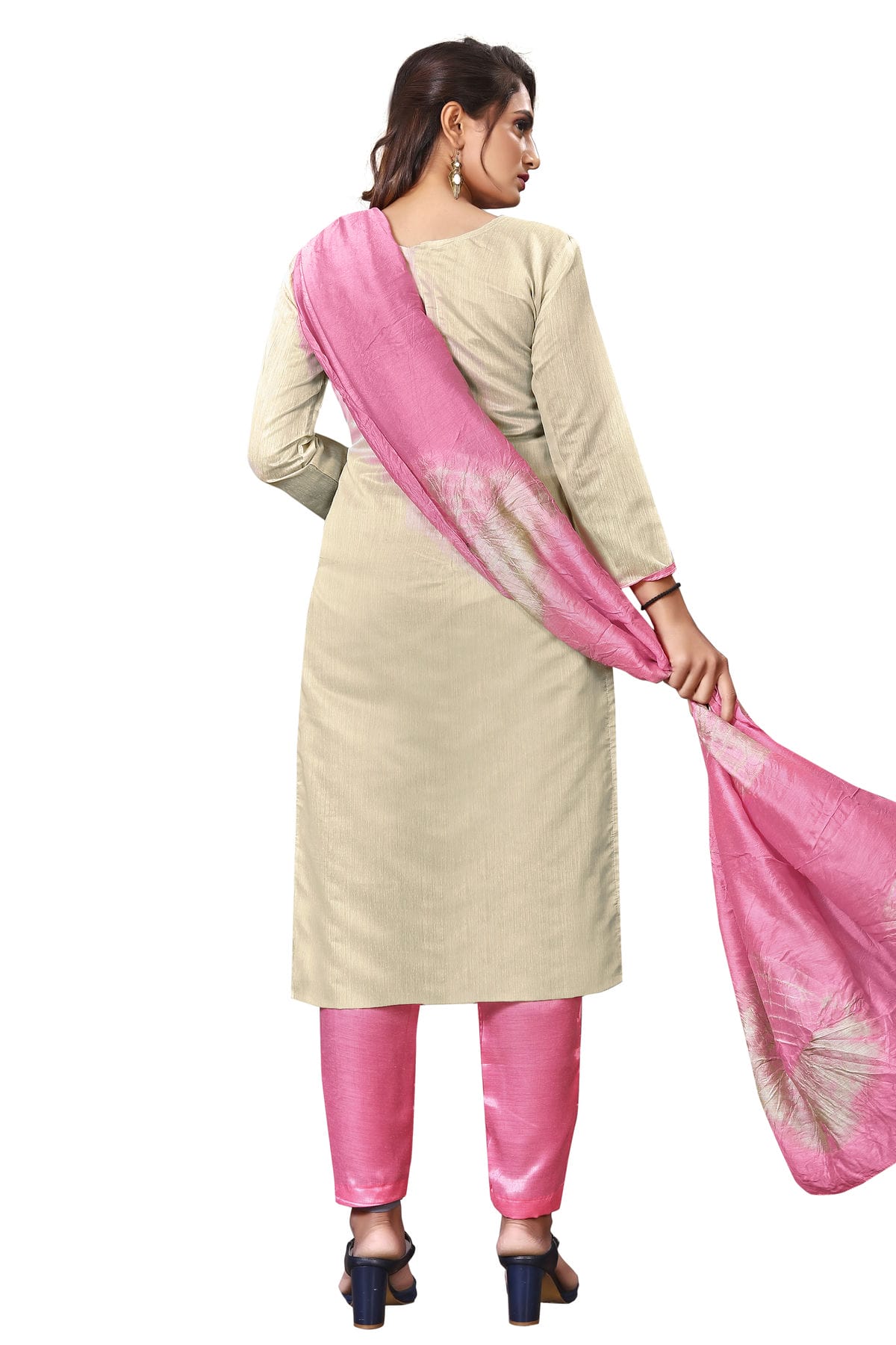 Off White Colour Unstitched Modal Cotton Straight Suit