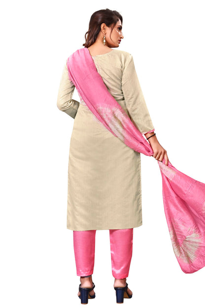 Off White Colour Unstitched Modal Cotton Straight Suit