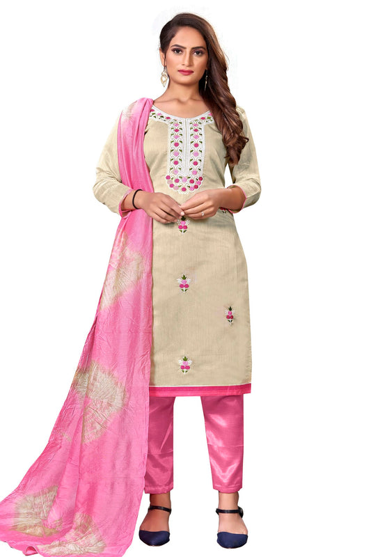 Off White Colour Unstitched Modal Cotton Straight Suit