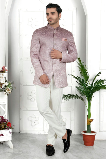 Onion Pink Colour Art Silk Jodhpuri Jacket