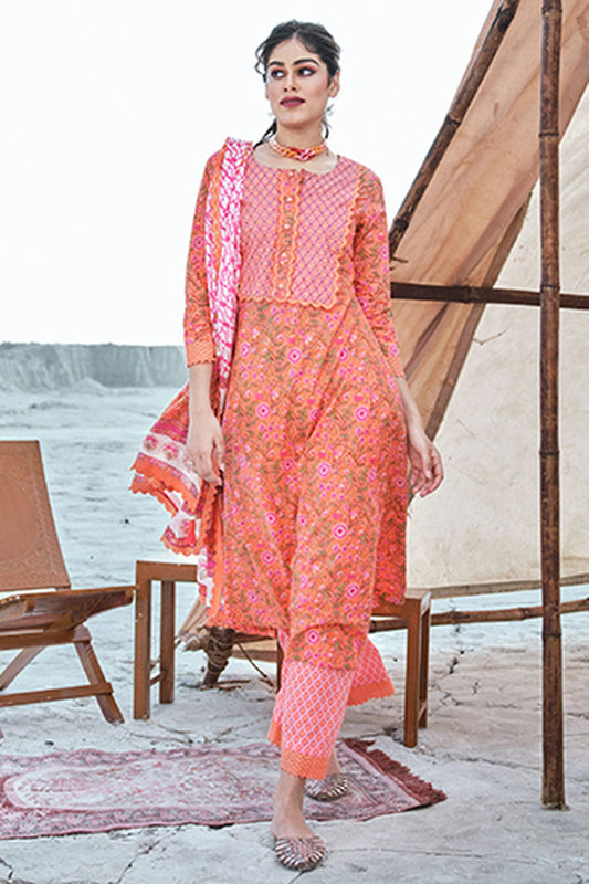 Orange Colour Cotton Stitched Salwar Suit