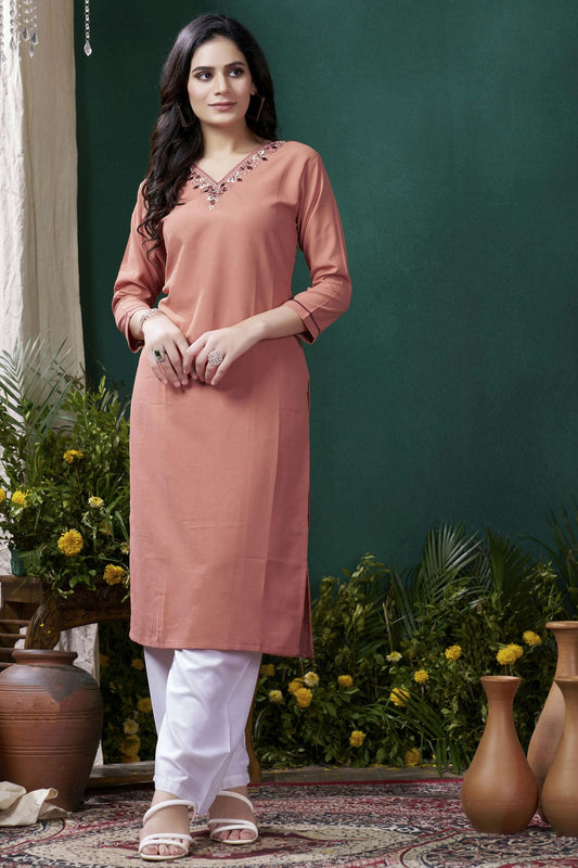 Orange Colour Maaza Cotton Kurta And Pant Set