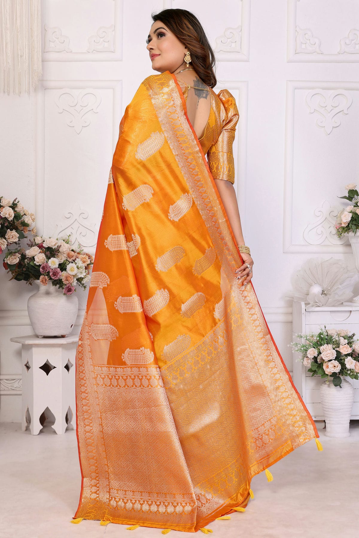 Orange Colour Organza Traditional Saree VSSD1112713