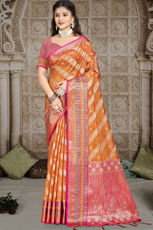 Orange Colour Silk Traditional Saree