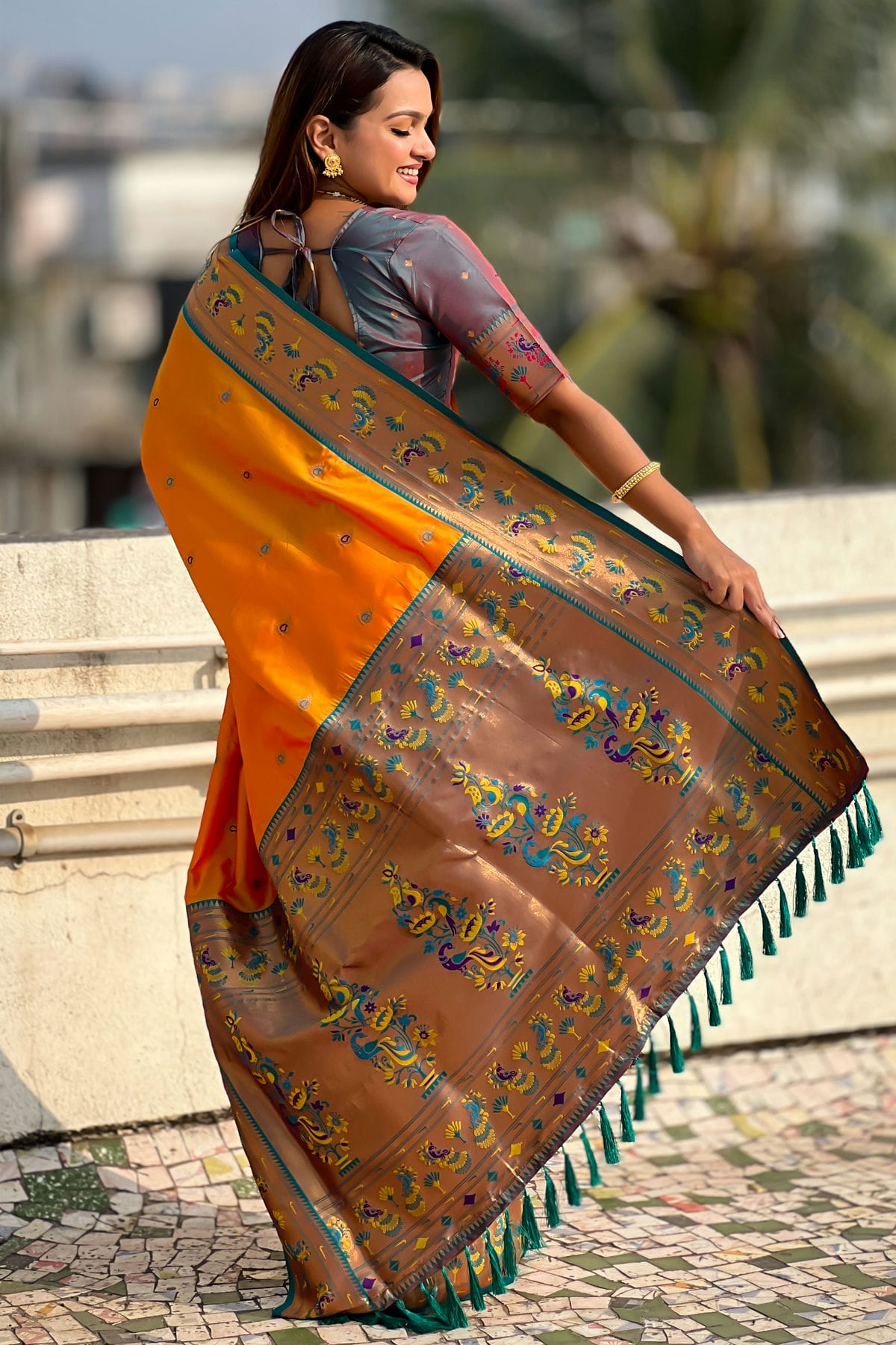 Orange Colour Soft Silk Traditional Saree