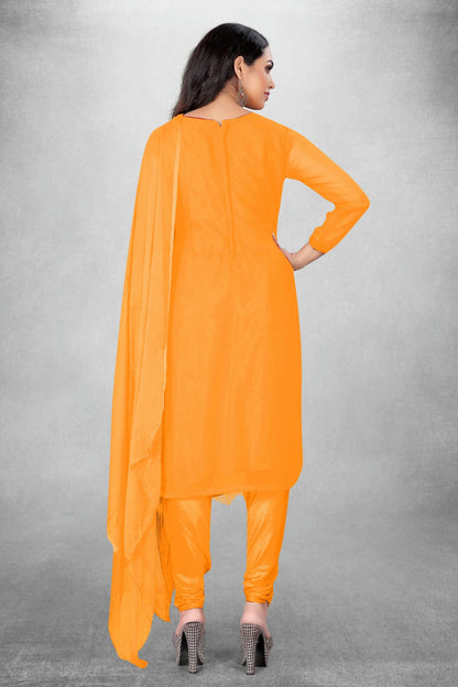 Orange Colour Unstitched Georgette Churidar Suit