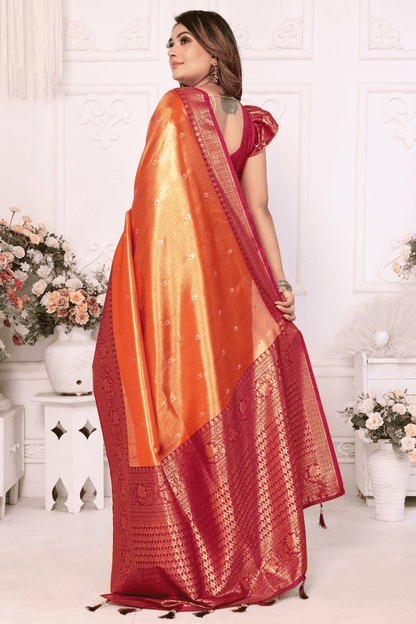 Orange Colour Woven Work Pure Banarasi Tissue Silk Traditional Saree VSSD1250250