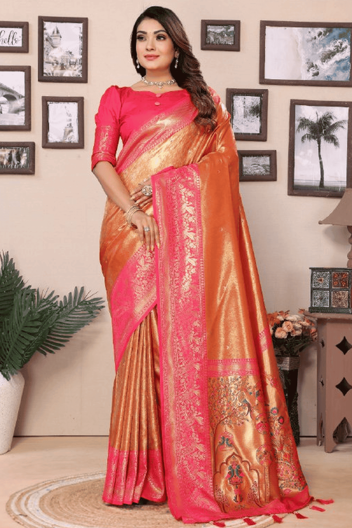 Orange-Colour-Woven-Work-Pure-Banarasi-Tissue-Silk-Traditional-Saree-VSSD1250308