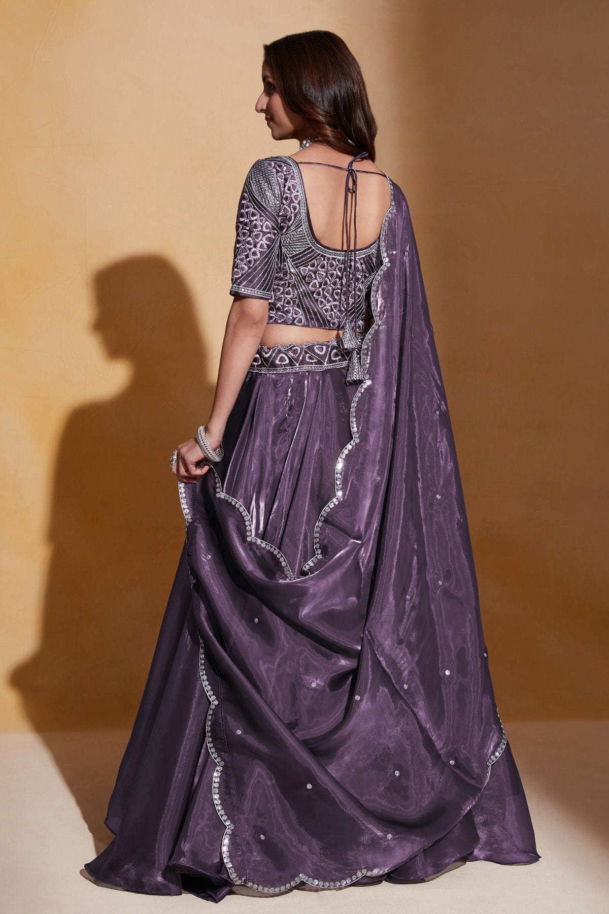 Organza Designer Lehenga Choli In Violet Colour