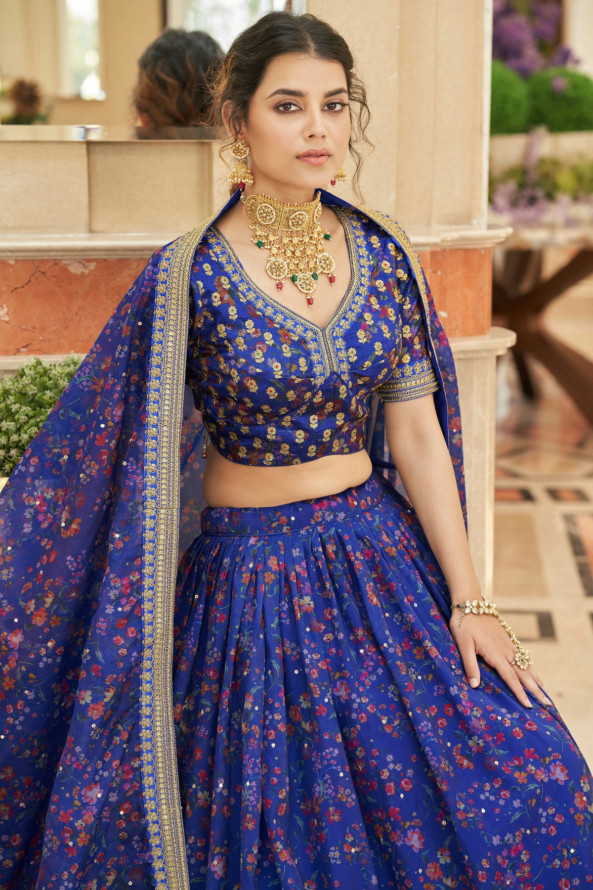 Organza Embroidery A Line Lehenga Choli