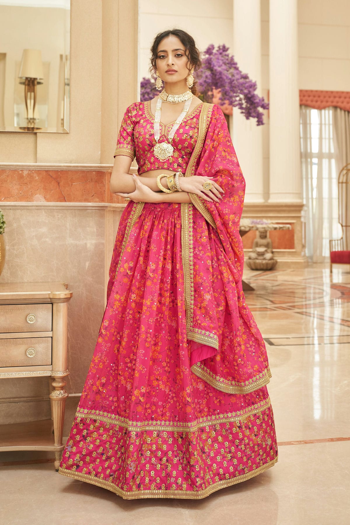 Organza Embroidery A Line Lehenga Choli