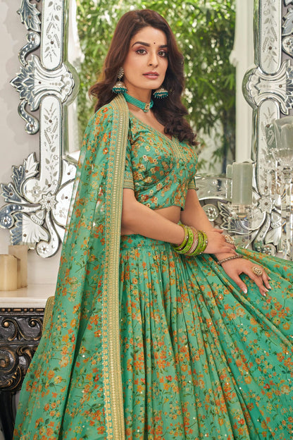 Organza Embroidery A Line Lehenga Choli