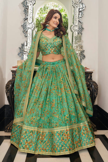 Organza Embroidery A Line Lehenga Choli