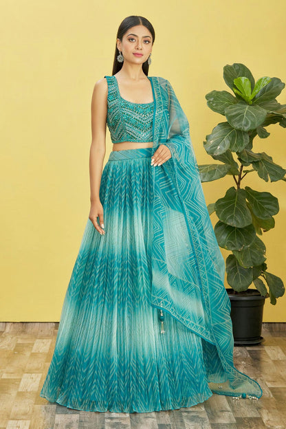 Organza Embroidery A Line Lehenga Choli