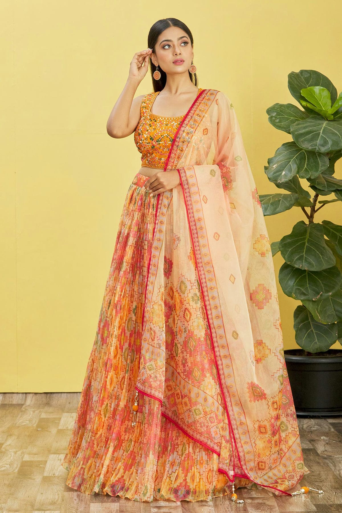 Organza Embroidery A Line Lehenga Choli